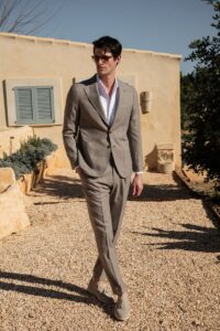 Tobacco suit in Loro Piana wool silk and linen Made in Italy